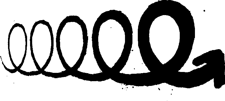 A hand-drawn line of loops that grow larger left to right and end in an arrow.